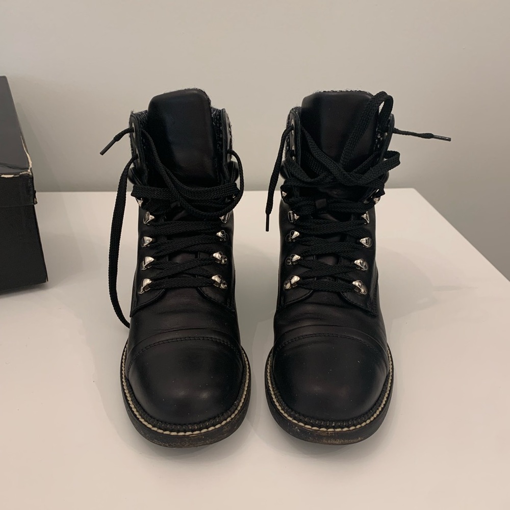 Chanel Black Lace-Up Women's Boots - warn few times, in very good condition